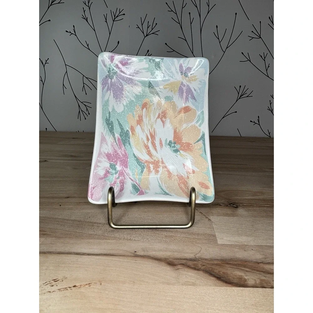 VTG EXCELL HOME FASHIONS Floral Rectangular Ceramic Soap Dish‎ 5.5